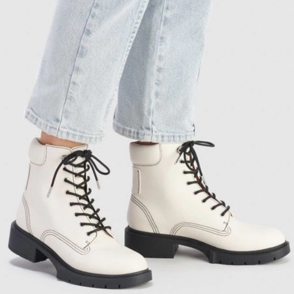 Coach Shoes Coach Lorimer Lace Up Boot White Black Size 8 Poshmark